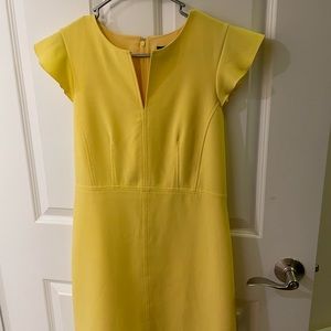 Ann Taylor Yellow Knee Length Work Dress (size: 4)